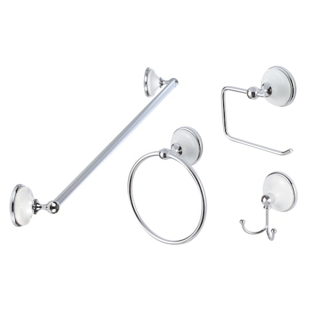 Sure-Loc Hardware Sure-Loc Hardware Brighton Series Bath Set, Polished Chrome with White Porcelain BT-SET-PH1 26W